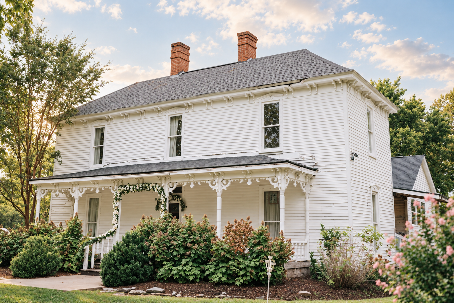 The historic white Blue Spring Estate home